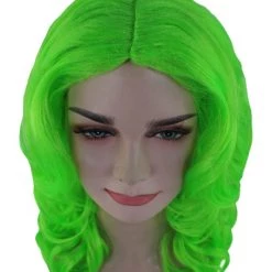 HPO Womens Neon Green Curly Wave Wig | Green Neon Wigs | Premium Breathable Capless Cap 15 HPO Womens Neon Green Curly Wave Wig | Green Neon Wigs | Premium Breathable Capless Cap