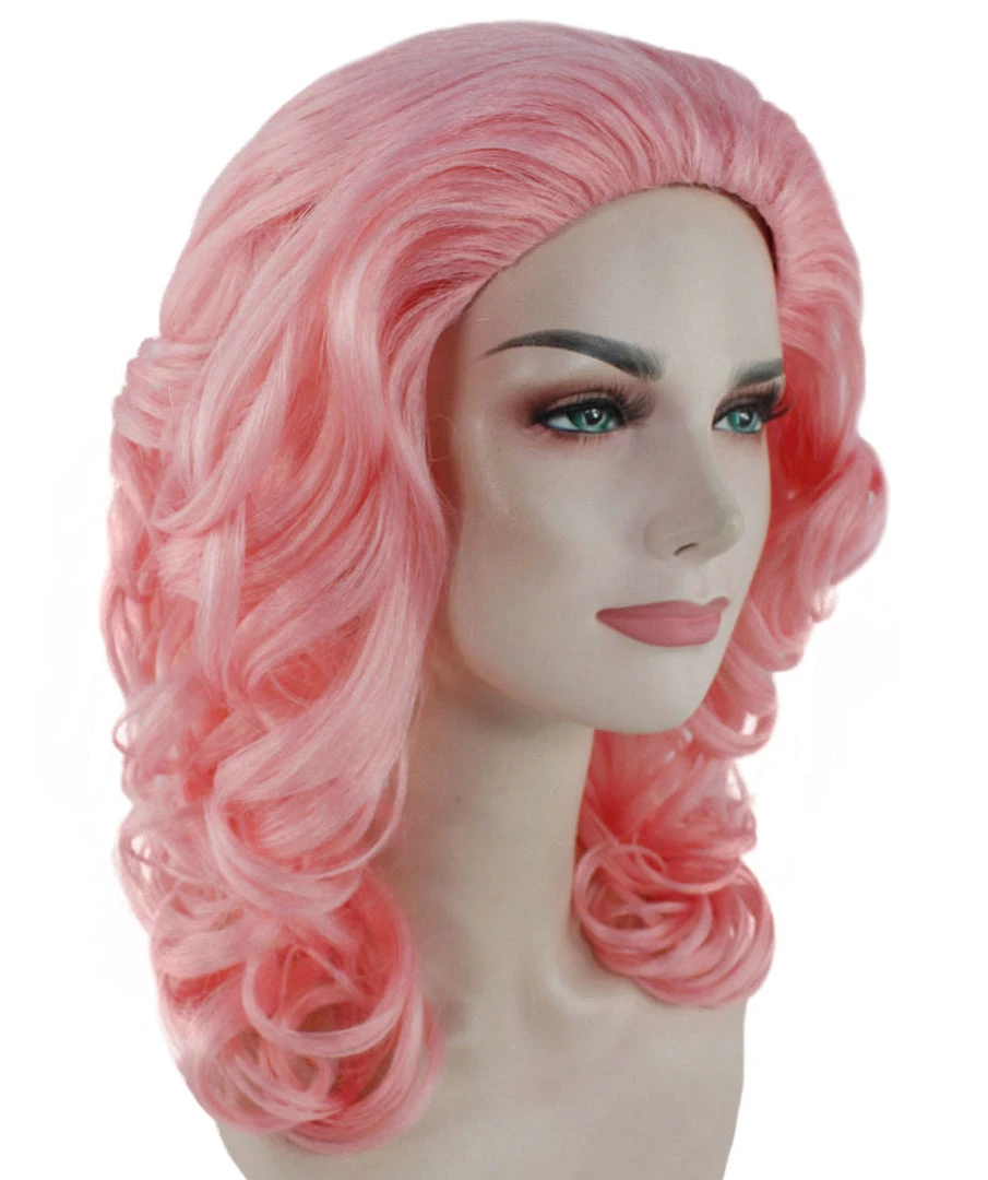 HPO Womens Pink Curly Wavy Wig | Pink Party Wigs | Premium Breathable Capless Cap 3 HPO Womens Pink Curly Wavy Wig | Pink Party Wigs | Premium Breathable Capless Cap