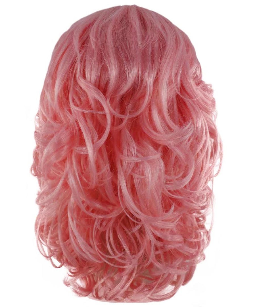 HPO Womens Pink Curly Wavy Wig | Pink Party Wigs | Premium Breathable Capless Cap 4 HPO Womens Pink Curly Wavy Wig | Pink Party Wigs | Premium Breathable Capless Cap