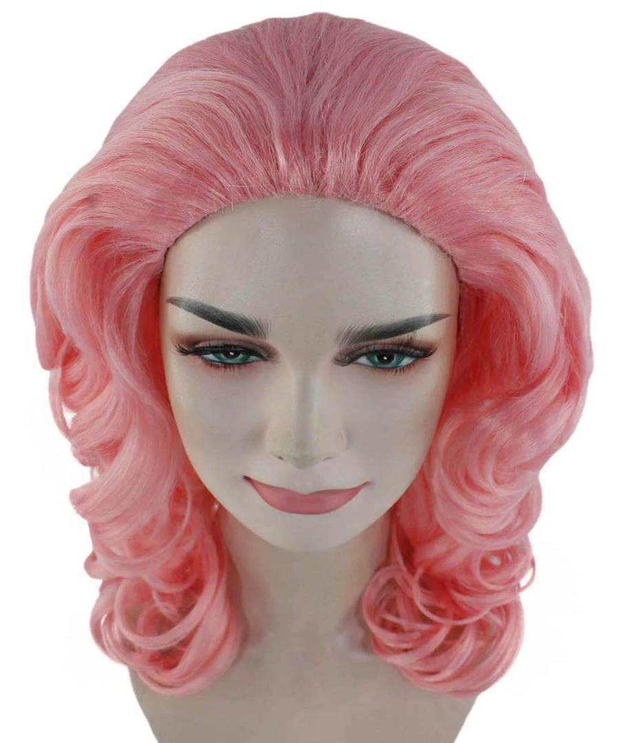 HPO Womens Pink Curly Wavy Wig | Pink Party Wigs | Premium Breathable Capless Cap 5 HPO Womens Pink Curly Wavy Wig | Pink Party Wigs | Premium Breathable Capless Cap