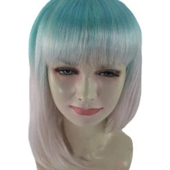HPO Womens Blue White Ombre Doll Bob Wig | Ombre Fashion Wigs | Premium Breathable Capless Cap 15 HPO Womens Blue White Ombre Doll Bob Wig | Ombre Fashion Wigs | Premium Breathable Capless Cap
