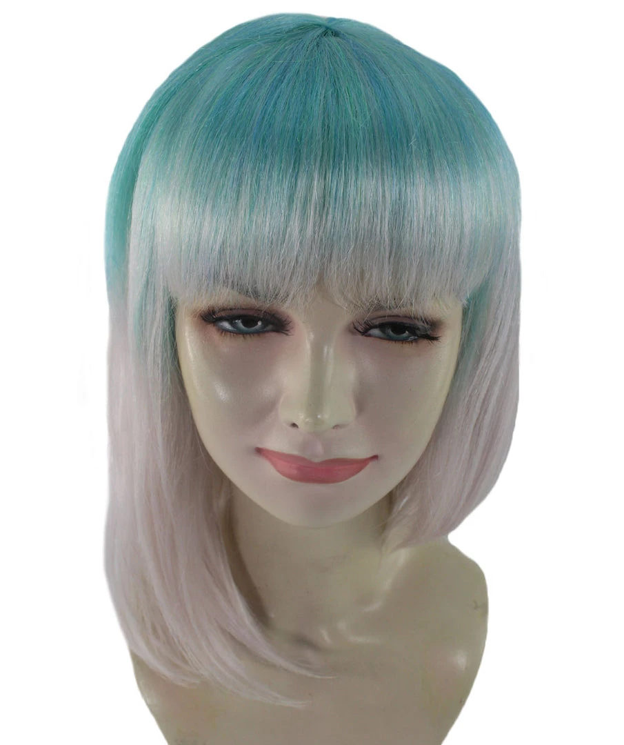 HPO Womens Blue White Ombre Doll Bob Wig | Ombre Fashion Wigs | Premium Breathable Capless Cap 7 HPO Womens Blue White Ombre Doll Bob Wig | Ombre Fashion Wigs | Premium Breathable Capless Cap