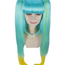 HPO Women's Womens Gaming Cosplay Wig | Blue & Yellow Video Game Wigs | Premium Breathable Capless Cap 11 HPO Women's Womens Gaming Cosplay Wig | Blue & Yellow Video Game Wigs | Premium Breathable Capless Cap