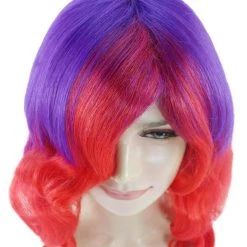 HPO Womens Long Wavy Two-tone Wig | Purple & Red Colorful Wigs | Premium Breathable Capless Cap 15 HPO Womens Long Wavy Two-tone Wig | Purple & Red Colorful Wigs | Premium Breathable Capless Cap