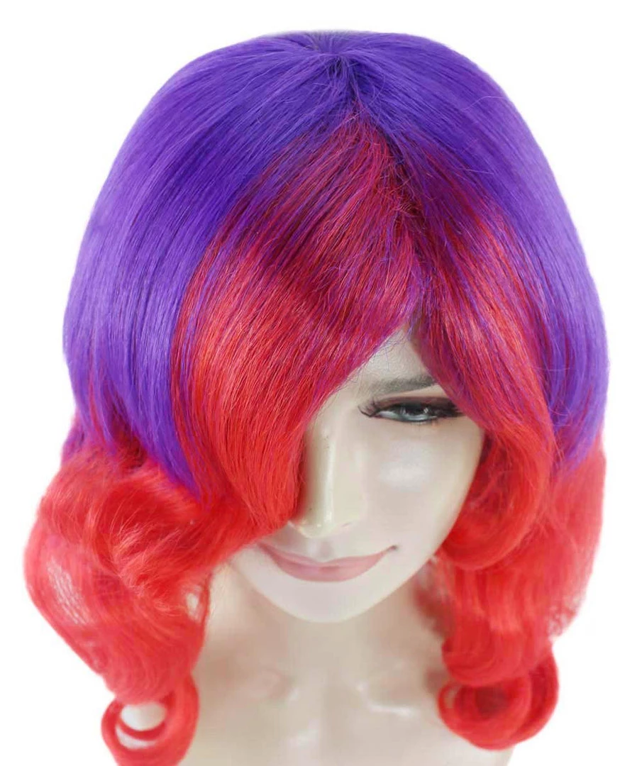 HPO Womens Long Wavy Two-tone Wig | Purple & Red Colorful Wigs | Premium Breathable Capless Cap 7 HPO Womens Long Wavy Two-tone Wig | Purple & Red Colorful Wigs | Premium Breathable Capless Cap