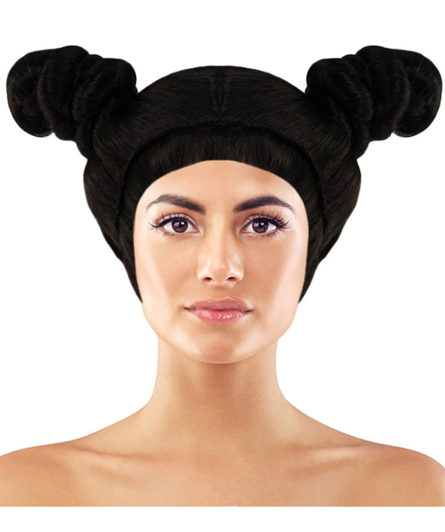 HPO Women's Womens Singer Two Buns Wig | Black Celebrity Wigs | Premium Breathable Capless Cap 1 HPO Women's Womens Singer Two Buns Wig | Black Celebrity Wigs | Premium Breathable Capless Cap