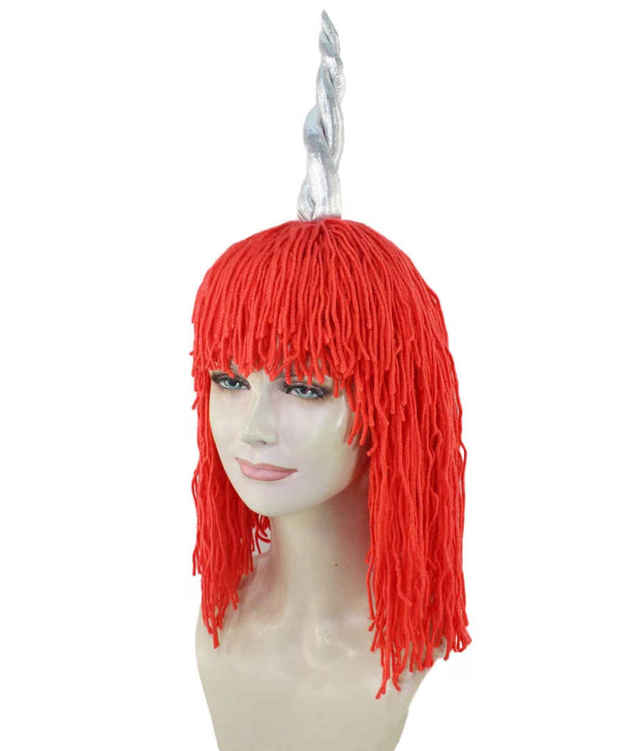 HPO Women's Womens Unicorn Horn Doll Wig | Red Cosplay Party Wigs 5 HPO Women's Womens Unicorn Horn Doll Wig | Red Cosplay Party Wigs