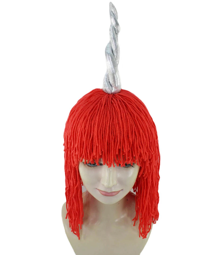 HPO Women's Womens Unicorn Horn Doll Wig | Red Cosplay Party Wigs 6 HPO Women's Womens Unicorn Horn Doll Wig | Red Cosplay Party Wigs