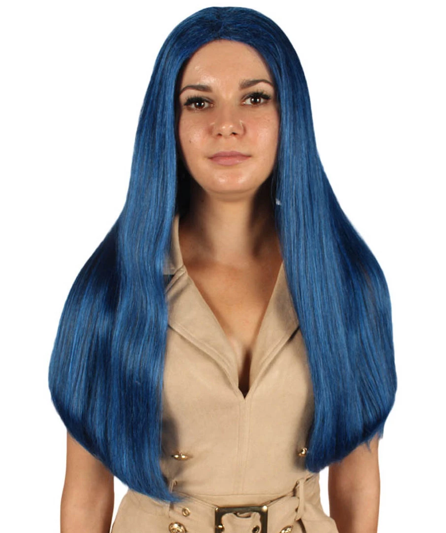 HPO Womens Fantasy Long Wig | Blue TV/Movie Wigs | Premium Breathable Capless Cap Women's 1 HPO Womens Fantasy Long Wig | Blue TV/Movie Wigs | Premium Breathable Capless Cap Women's
