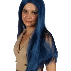 HPO Womens Fantasy Long Wig | Blue TV/Movie Wigs | Premium Breathable Capless Cap Women's