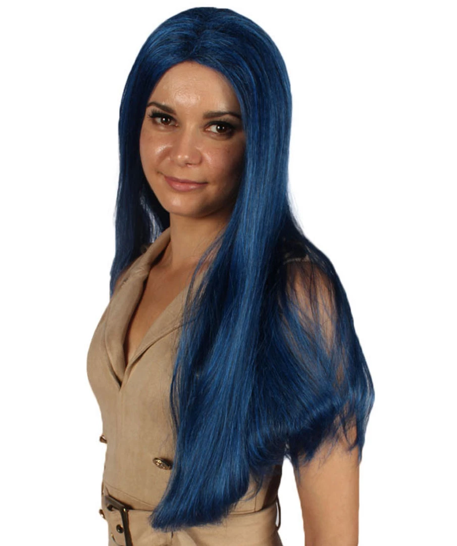 HPO Womens Fantasy Long Wig | Blue TV/Movie Wigs | Premium Breathable Capless Cap Women's 2 HPO Womens Fantasy Long Wig | Blue TV/Movie Wigs | Premium Breathable Capless Cap Women's