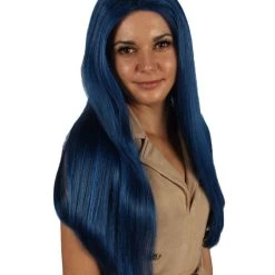 HPO Womens Fantasy Long Wig | Blue TV/Movie Wigs | Premium Breathable Capless Cap Women's 14 HPO Womens Fantasy Long Wig | Blue TV/Movie Wigs | Premium Breathable Capless Cap Women's