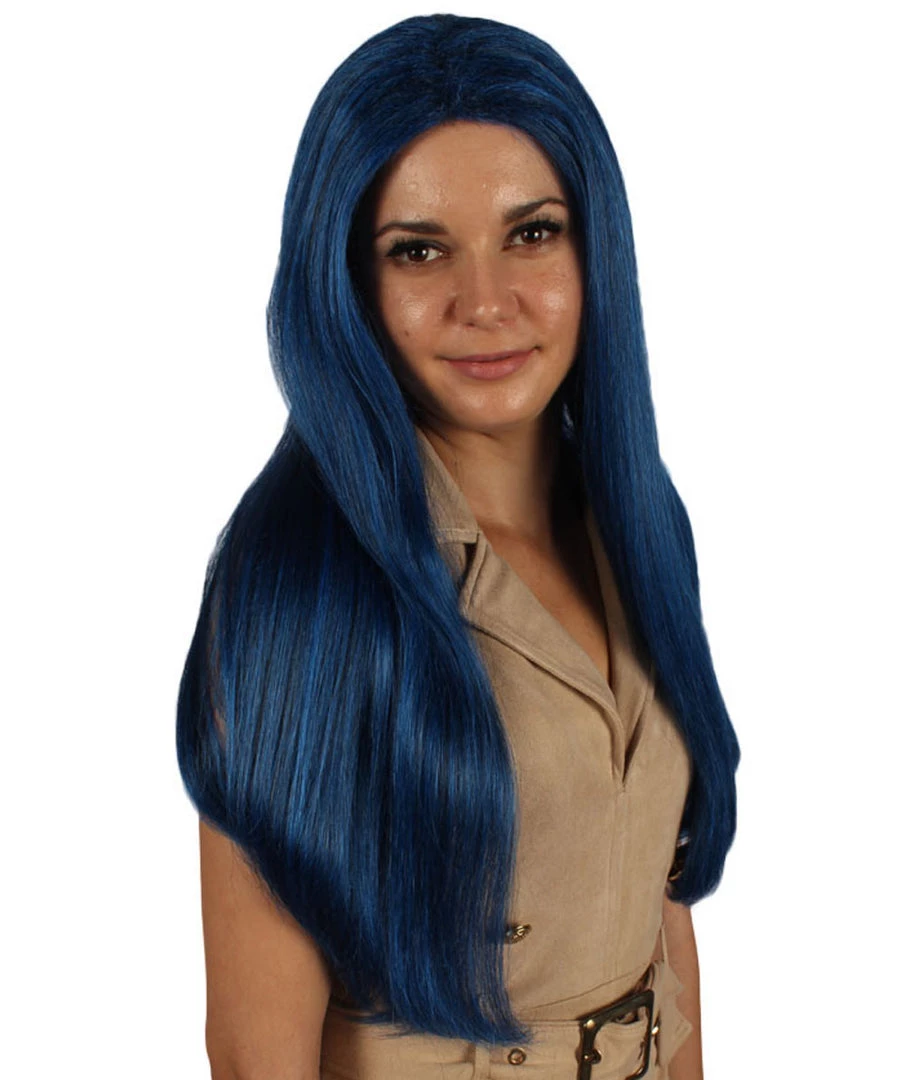HPO Womens Fantasy Long Wig | Blue TV/Movie Wigs | Premium Breathable Capless Cap Women's 6 HPO Womens Fantasy Long Wig | Blue TV/Movie Wigs | Premium Breathable Capless Cap Women's