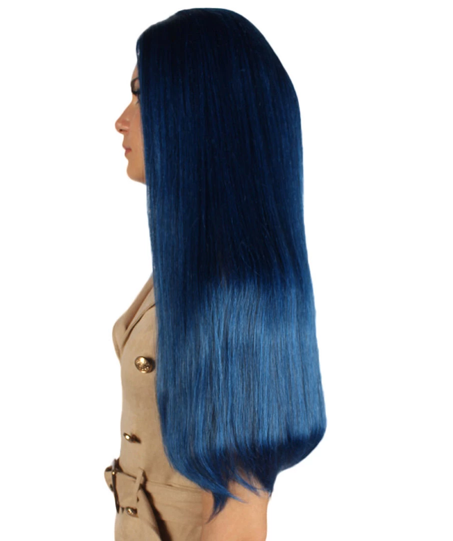 HPO Womens Fantasy Long Wig | Blue TV/Movie Wigs | Premium Breathable Capless Cap Women's 3 HPO Womens Fantasy Long Wig | Blue TV/Movie Wigs | Premium Breathable Capless Cap Women's