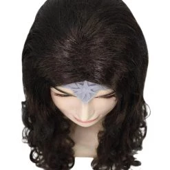 HPO Wonder Woman Curly Long Wig With Crown | Multiple Colors TV/Movie Wigs | Premium Breathable Capless Cap