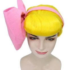 HPO Women's Animation Style Wig With Bow | Yellow Wigs | Premium Breathable Capless Cap 17 HPO Women's Animation Style Wig With Bow | Yellow Wigs | Premium Breathable Capless Cap