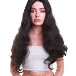HPO Women Black Wavy Cosplay Wig | Premium Breathable Capless Cap