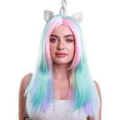 HPO Women Unicorn Multi Colored Wig | Premium Breathable Capless Cap