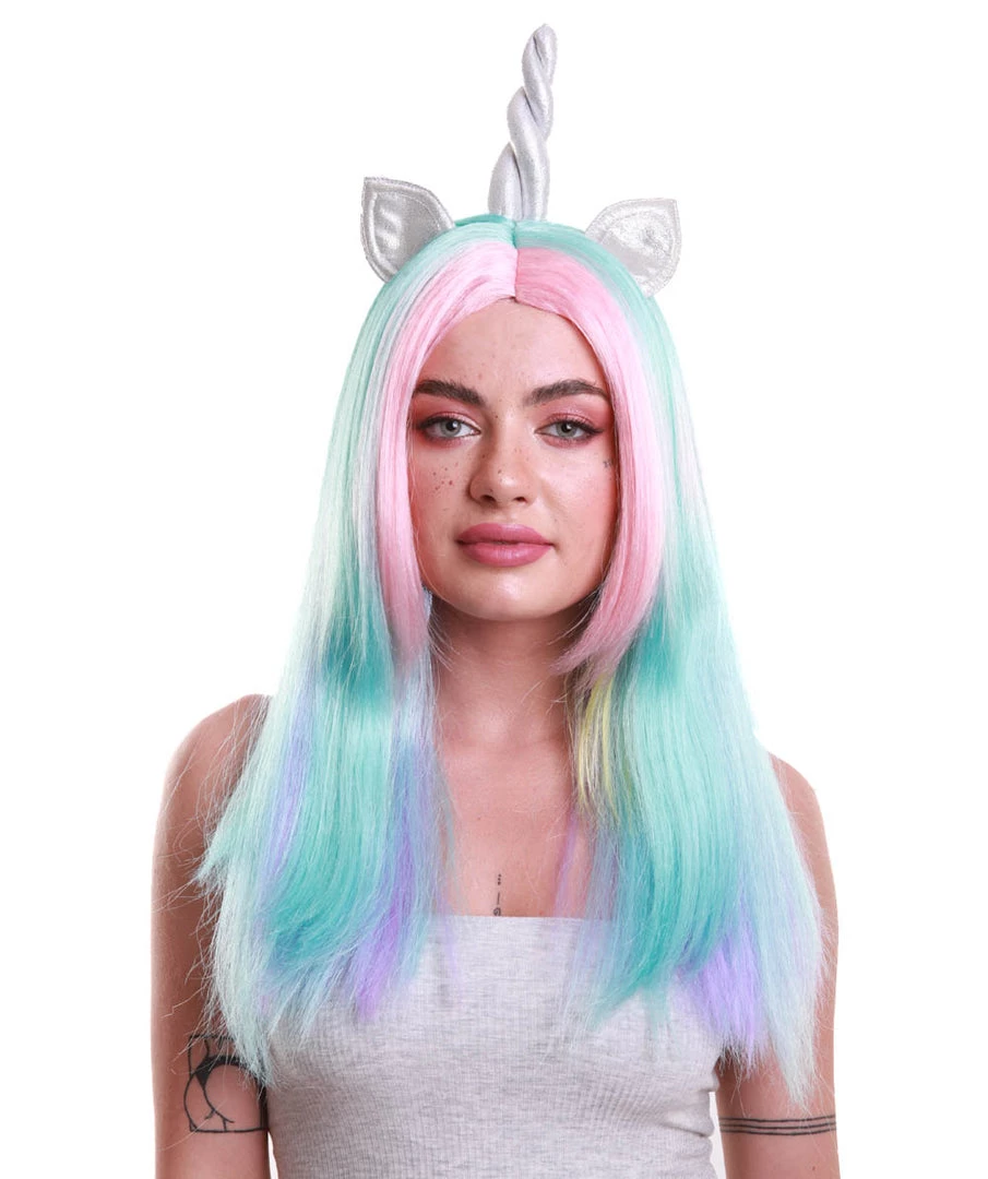HPO Women Unicorn Multi Colored Wig | Premium Breathable Capless Cap 1 HPO Women Unicorn Multi Colored Wig | Premium Breathable Capless Cap