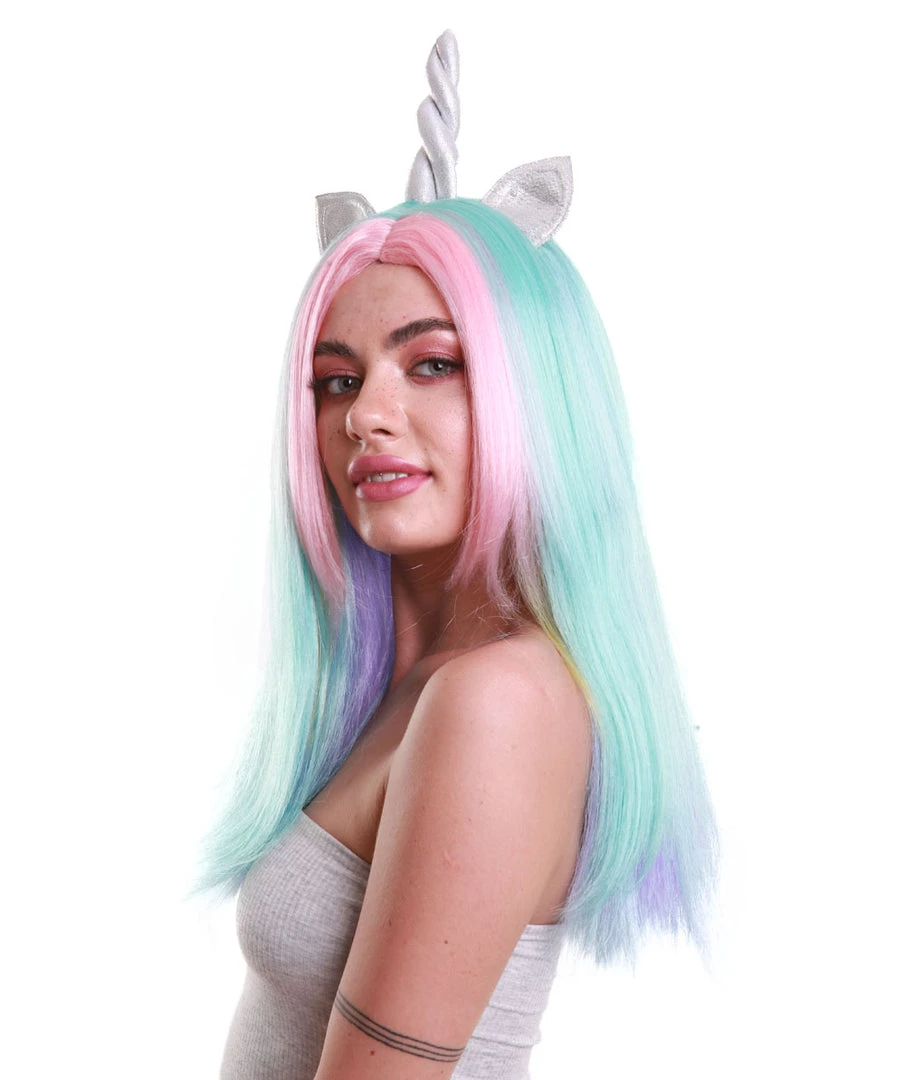 HPO Women Unicorn Multi Colored Wig | Premium Breathable Capless Cap 2 HPO Women Unicorn Multi Colored Wig | Premium Breathable Capless Cap
