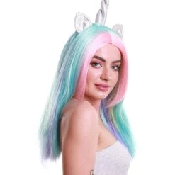 HPO Women Unicorn Multi Colored Wig | Premium Breathable Capless Cap 9 HPO Women Unicorn Multi Colored Wig | Premium Breathable Capless Cap