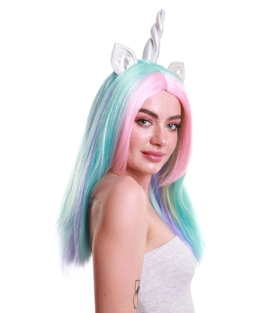 HPO Women Unicorn Multi Colored Wig | Premium Breathable Capless Cap 4 HPO Women Unicorn Multi Colored Wig | Premium Breathable Capless Cap