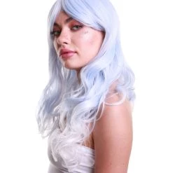 HPO Women Gradient Curly Powder Blue Cosplay Wig | Premium Breathable Capless Cap Women's 10 HPO Women Gradient Curly Powder Blue Cosplay Wig | Premium Breathable Capless Cap Women's