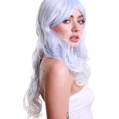 HPO Women Gradient Curly Powder Blue Cosplay Wig | Premium Breathable Capless Cap Women's 12 HPO Women Gradient Curly Powder Blue Cosplay Wig | Premium Breathable Capless Cap Women's