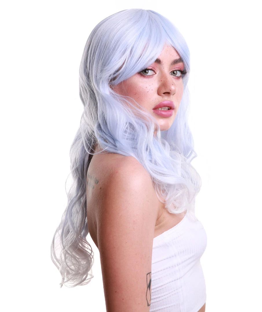 HPO Women Gradient Curly Powder Blue Cosplay Wig | Premium Breathable Capless Cap Women's 5 HPO Women Gradient Curly Powder Blue Cosplay Wig | Premium Breathable Capless Cap Women's