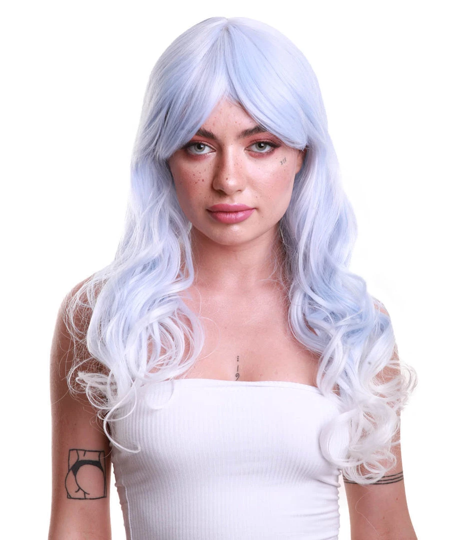 HPO Women Gradient Curly Powder Blue Cosplay Wig | Premium Breathable Capless Cap Women's 2 HPO Women Gradient Curly Powder Blue Cosplay Wig | Premium Breathable Capless Cap Women's