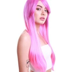 HPO Women Gradation Curly Pink Cosplay Wig | Premium Breathable Capless Cap