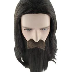 HPO Mens Old Vampire Wig & Full Beard Set | Cosplay Halloween Wig | Premium Breathable Capless Cap