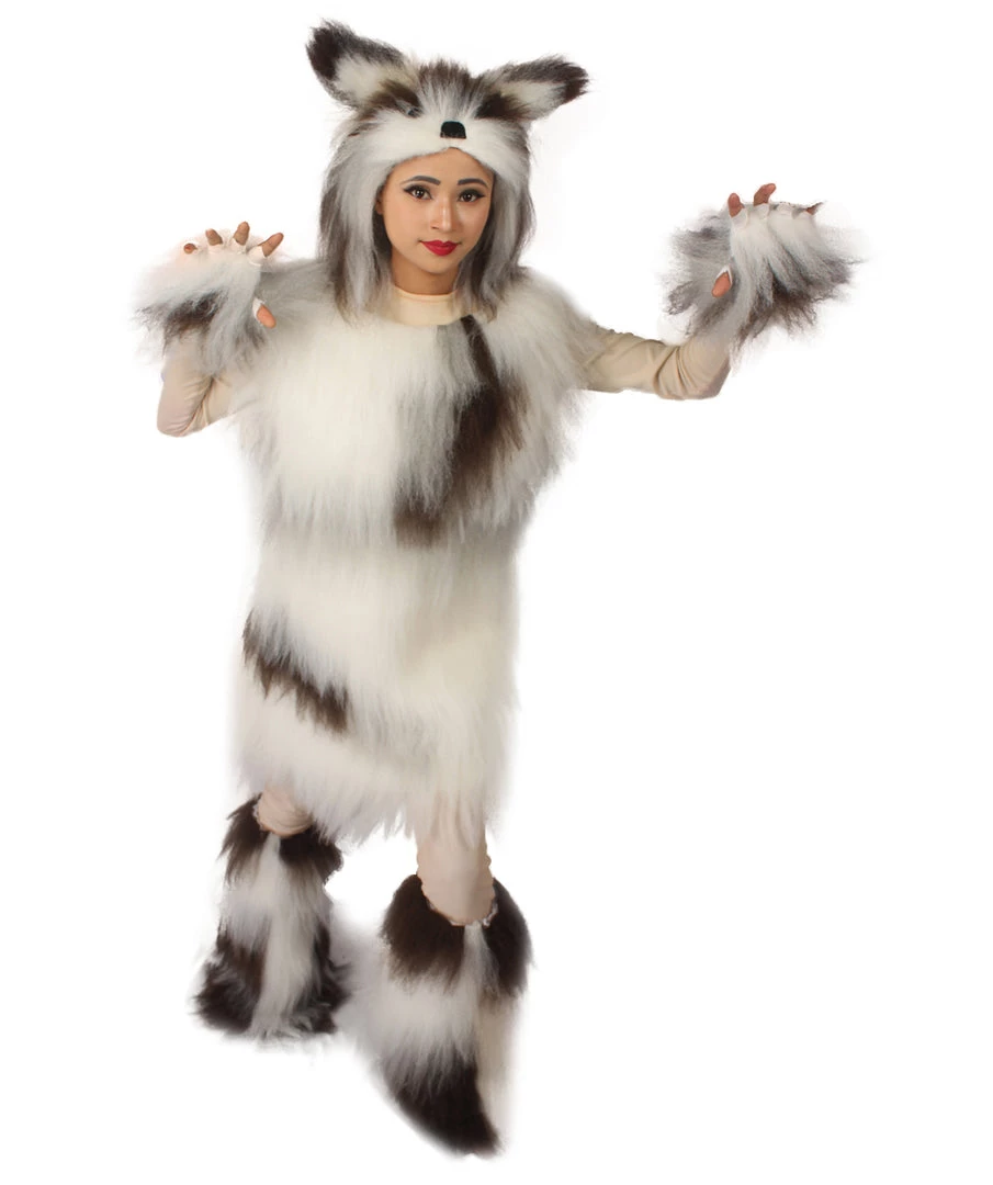 HPO Furry Dog Collection | Women's White And Brown Straight Furry Dog Cosplay Halloween Costume 8 HPO Furry Dog Collection | Women's White And Brown Straight Furry Dog Cosplay Halloween Costume