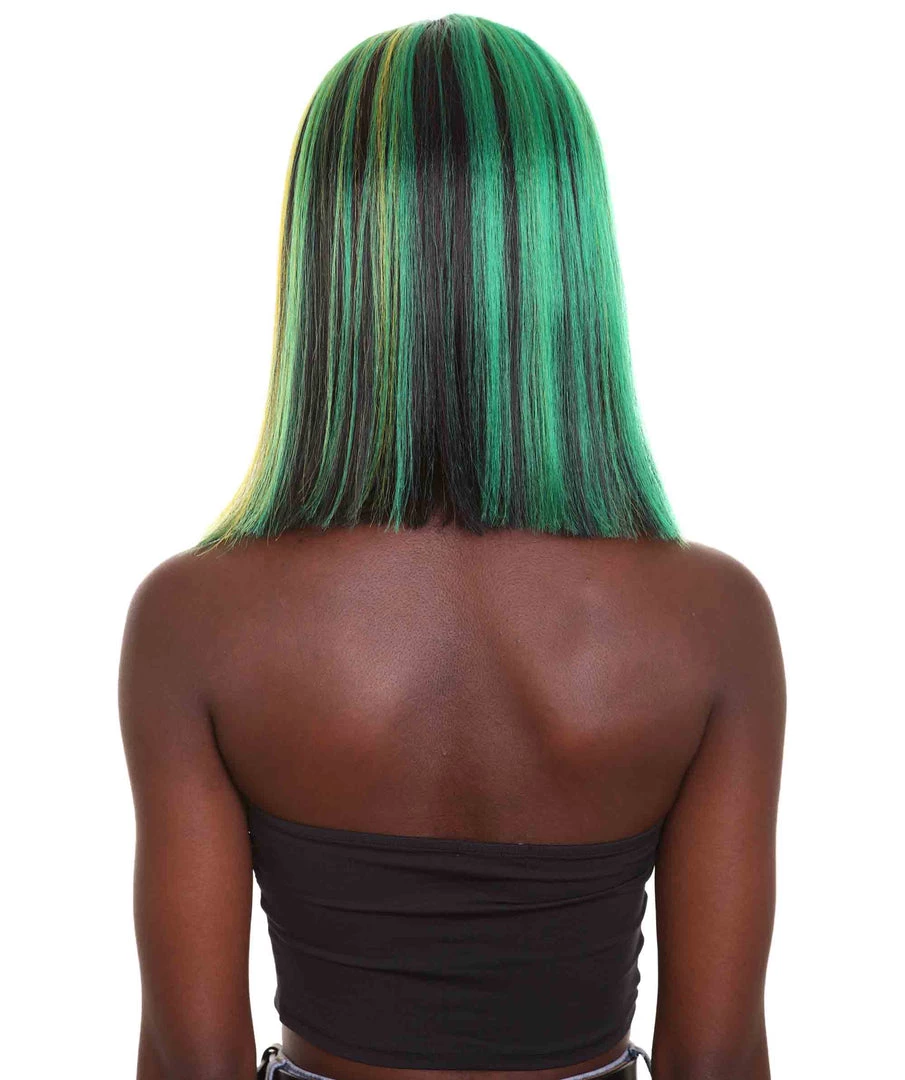 HPO Women's Shoulder Length Celebrity Ghana Pride Wig - Red Gold And Green Hair - Capless Cap Design 4 HPO Women's Shoulder Length Celebrity Ghana Pride Wig - Red Gold And Green Hair - Capless Cap Design