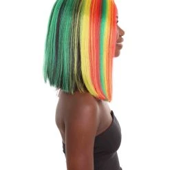 HPO Women's Shoulder Length Celebrity Ghana Pride Wig - Red Gold And Green Hair - Capless Cap Design 14 HPO Women's Shoulder Length Celebrity Ghana Pride Wig - Red Gold And Green Hair - Capless Cap Design