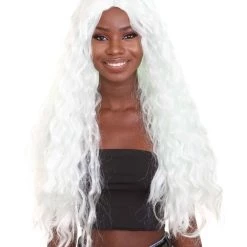 HPO Women's - Long Length Platinum Silver Say So Artist Wig - Wavy Silver Hair - Capless Cap Design