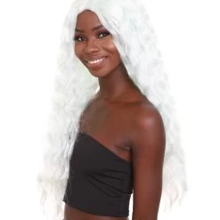 HPO Women's - Long Length Platinum Silver Say So Artist Wig - Wavy Silver Hair - Capless Cap Design