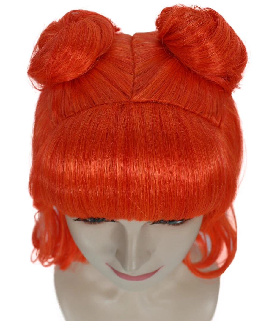 BC Space Buns | Women's Orange Color Straight Shoulder Length Trendy Space Buns Wig 7 BC Space Buns | Women's Orange Color Straight Shoulder Length Trendy Space Buns Wig