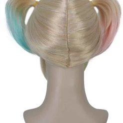 HPO Fabulous Villain | Women's Multi Color Straight Shoulder Pigtails Length Trendy Fabulous Villain Wig