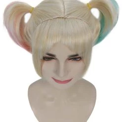 HPO Fabulous Villain | Women's Multi Color Straight Shoulder Pigtails Length Trendy Fabulous Villain Wig