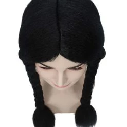 BC Adult Women's Black Color Braided Pigtails Shoulder Length Trendy Wednesday Wig | Breathable Standard Cap 19 BC Adult Women's Black Color Braided Pigtails Shoulder Length Trendy Wednesday Wig | Breathable Standard Cap