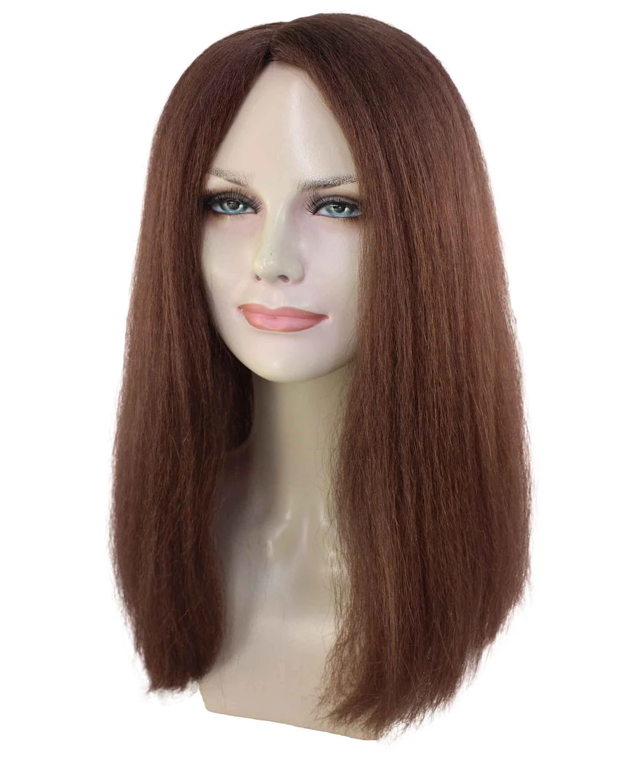 BC Adult Women's Brown Color Straight Medium Length Classic Hippie Wig 3 BC Adult Women's Brown Color Straight Medium Length Classic Hippie Wig