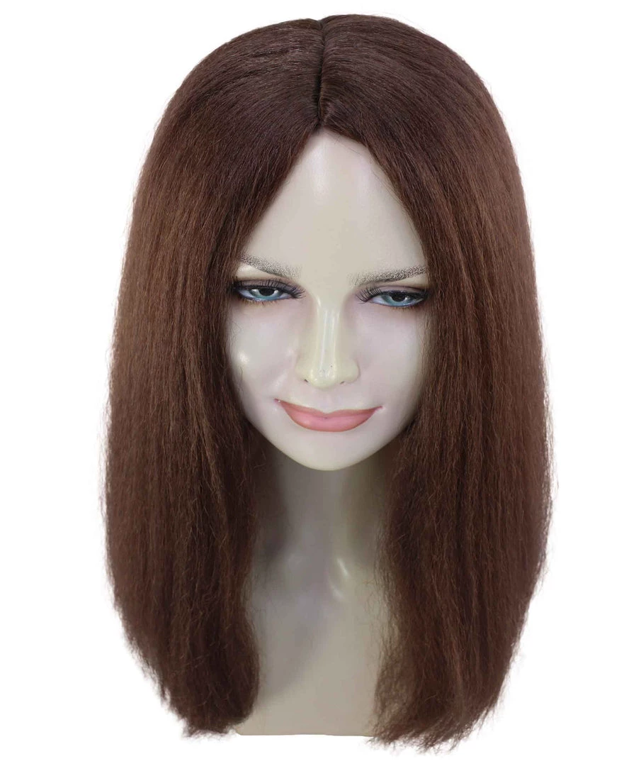 BC Adult Women's Brown Color Straight Medium Length Classic Hippie Wig 7 BC Adult Women's Brown Color Straight Medium Length Classic Hippie Wig