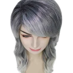 BC Women's Silver Color Wavy Medium Length Trendy Frosted Wavy Wig 16 BC Women's Silver Color Wavy Medium Length Trendy Frosted Wavy Wig