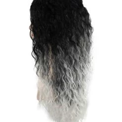 BC Adult Women's Black And White Color Two Tone Curly Long Length Trendy Gothic Queen Wig