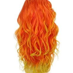 BC Women's Red And Yellow Color Wavy Long Length Trendy Flaming Beauty Wig