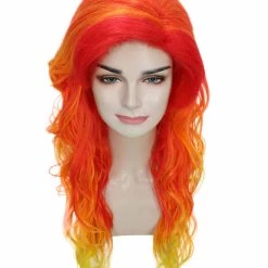 BC Women's Red And Yellow Color Wavy Long Length Trendy Flaming Beauty Wig