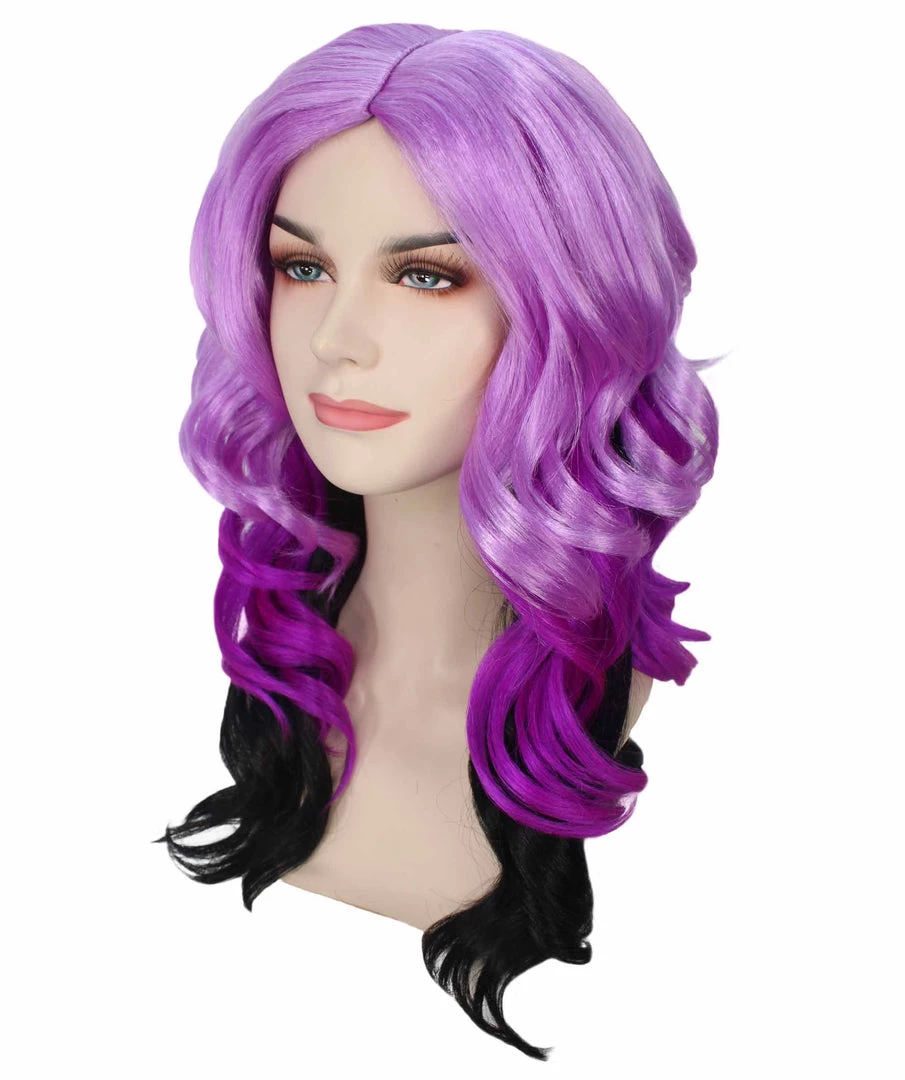 BC Adult Women's Purple Gradient Color Curly Medium Length Trendy Wig 2 BC Adult Women's Purple Gradient Color Curly Medium Length Trendy Wig