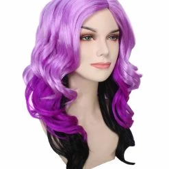 BC Adult Women's Purple Gradient Color Curly Medium Length Trendy Wig 14 BC Adult Women's Purple Gradient Color Curly Medium Length Trendy Wig