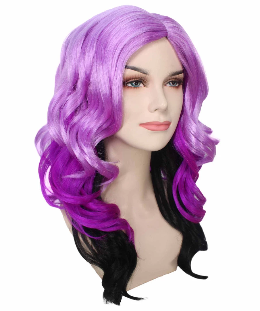BC Adult Women's Purple Gradient Color Curly Medium Length Trendy Wig 6 BC Adult Women's Purple Gradient Color Curly Medium Length Trendy Wig
